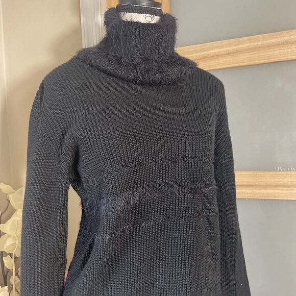 Giordano Black Merino Wool Knit Pullover Turtleneck Sweater Women's Size Medium - Picture 2 of 6